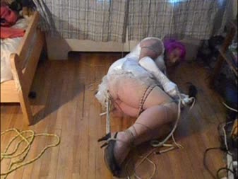 Cumming In Self Bondage And Chastity - Sissy chastity puts herself into self bondage and has the massager buzzing away against her chastity... She cums while self bound in chastity and has to wait for her release!